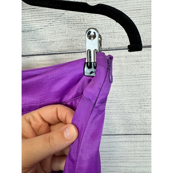 Zara Women's Purple Satin Box Pleat Midi Skirt Size Large - Picture 7 of 10
